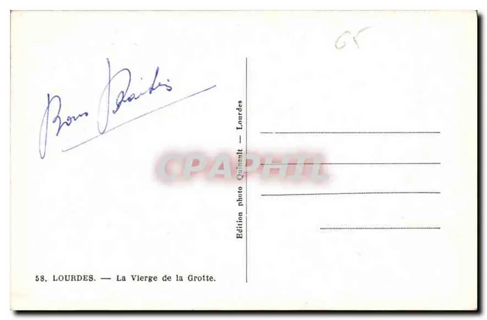 Lourdes — A Virgem da Gruta — Edição fotográfica Quinault — Lourdes - Verso
