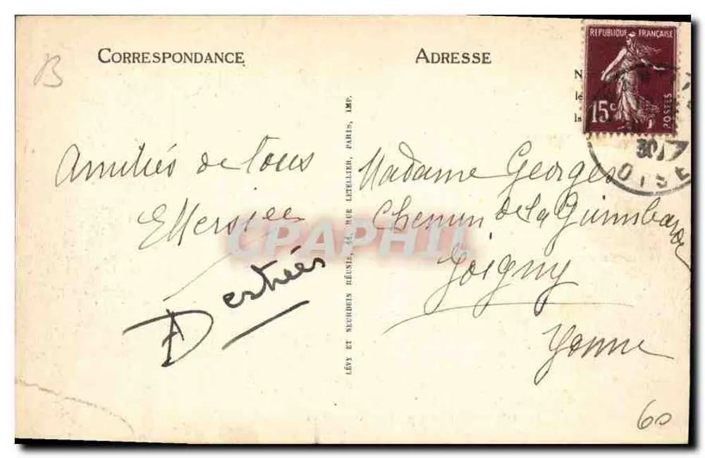 Chantilly — Le Château (Côté Nord-Ouest) — LL, n°433 - Verso