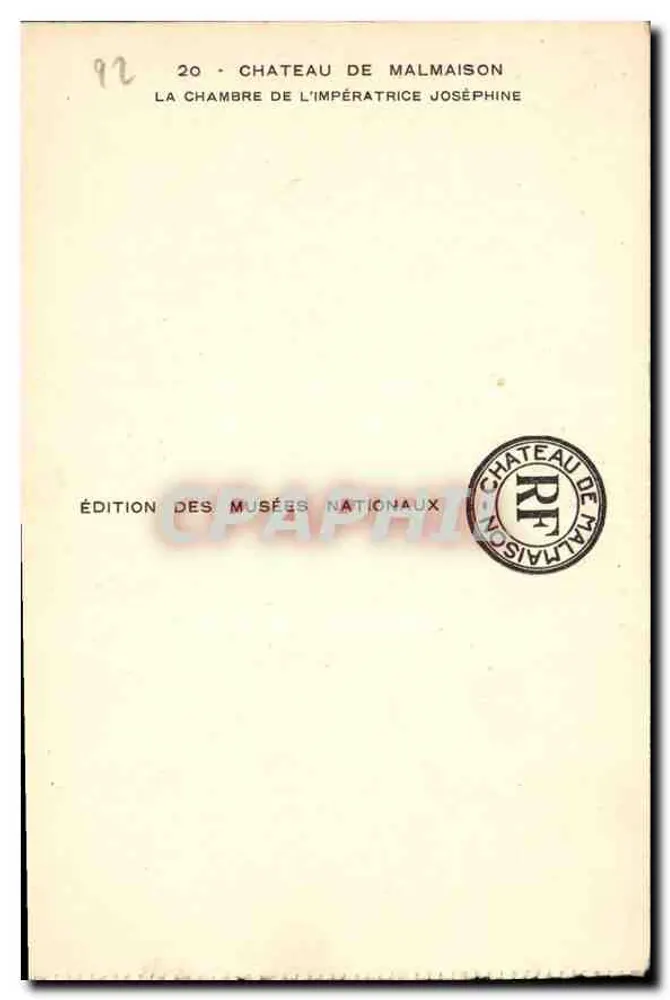 Zimmer der Kaiserin Joséphine — Schloss Malmaison — Edition des Musées Nationaux - Rückseite
