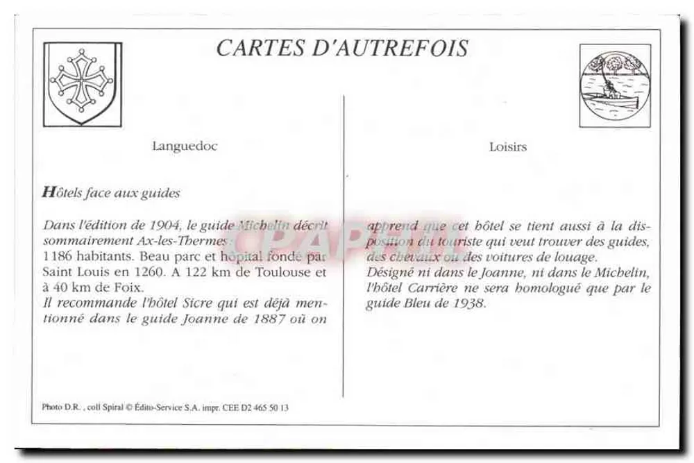 AX-les-THERMES — Route d'Espagne und die Hotels — LL.37 - Rückseite