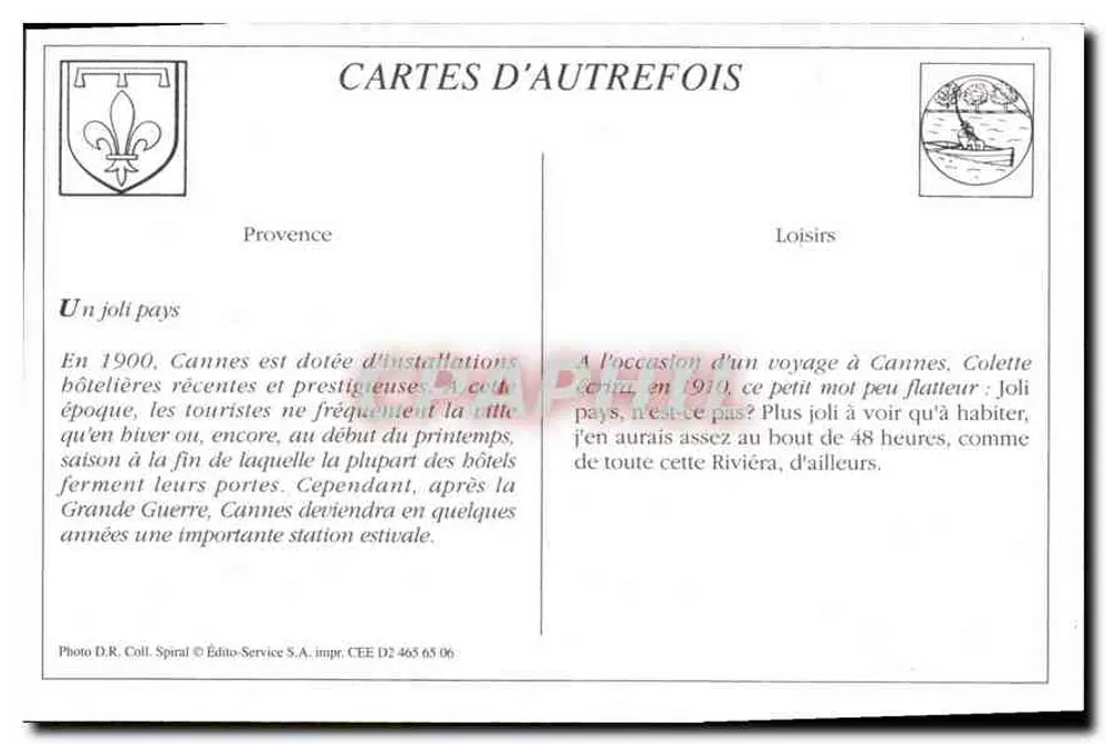 CANNES — HOTEL ST-CHARLES — Édito-Service S.A. n° CEE D2 465 06 - Verso