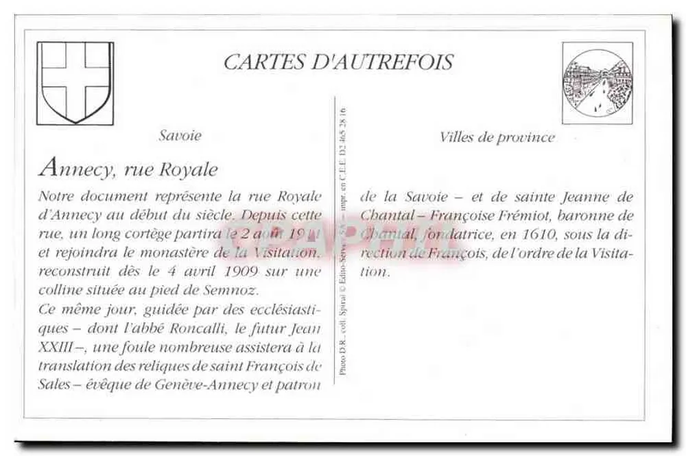 Annecy - A Rue Royale — Pittier, fot.-edit., Annecy, n° 460 - Verso