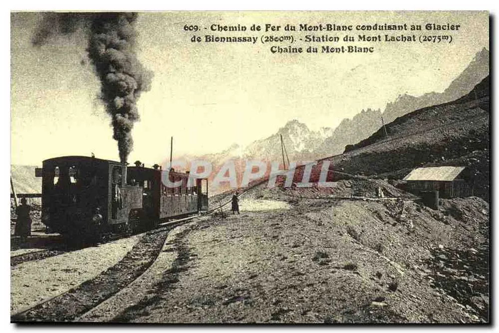 Bahn des Mont-Blanc führend zum Gletscher Biennassay — Station Mont Lachat (2075m) — Kette des Mont-Blanc - Vorderseite
