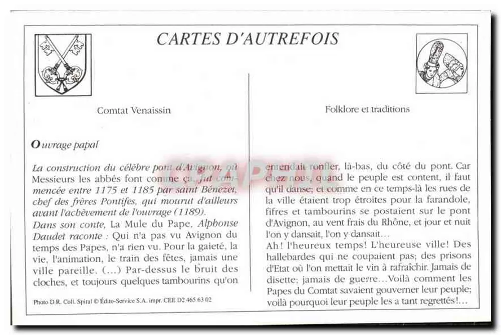 Avignon — O Ponte Saint-Bénézet (século XIV) — IDEALE Sr. N. B. - Verso