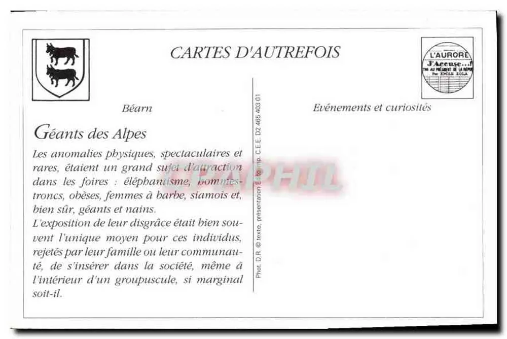 Os Gigantes das Alpes — Béarn — Editor C.E.E. n° 01 - Verso