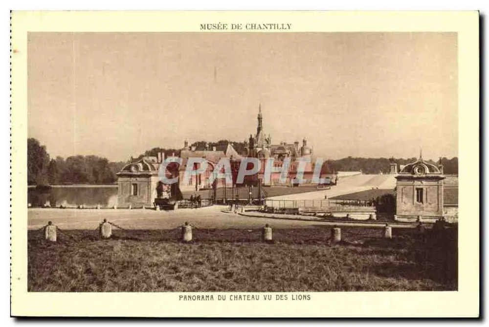 Castelo de Chantilly — Panorama visto dos Leões — Braun & Cie, Paris - Frente