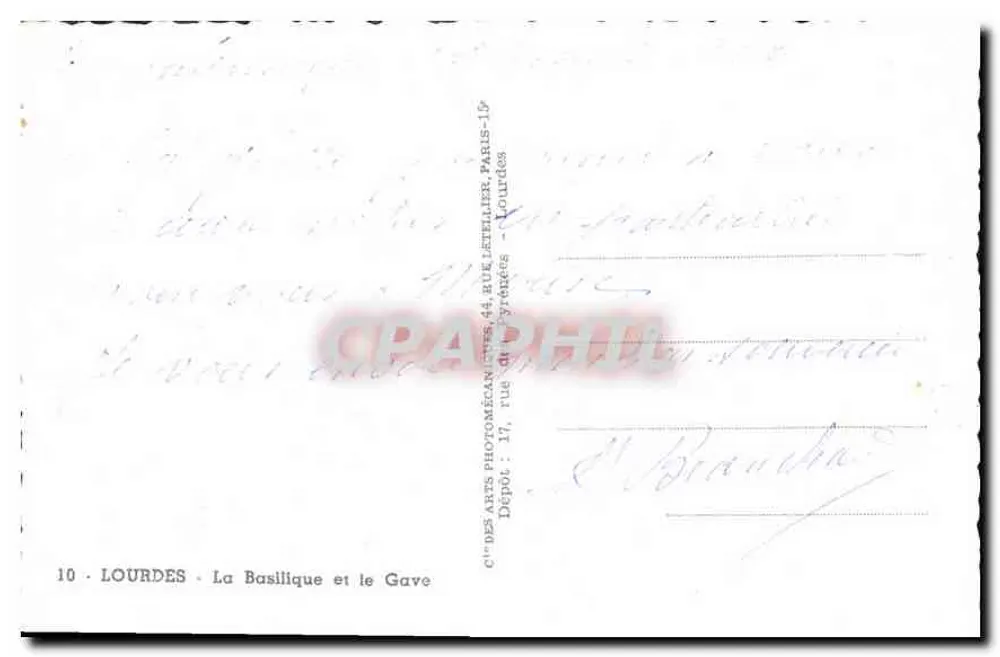 Lourdes — A Basílica e o Gave — Cie des Arts Photomécaniques, Paris-19 - Verso