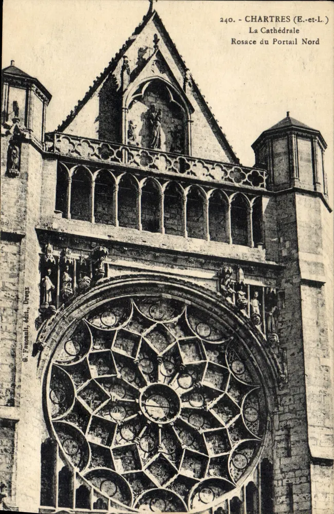 Chartres (E-et-L) — Die Kathedrale, Rosefenster des Nordportals — Verlag Fasonail, Nr. 240 - Vorderseite