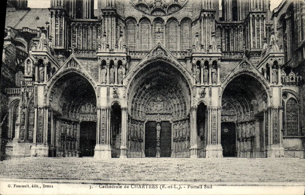 Catedral de CHARTRES (E.-et-L.) — Portal Sul — G. Foucault, editor, Dreux - Frente