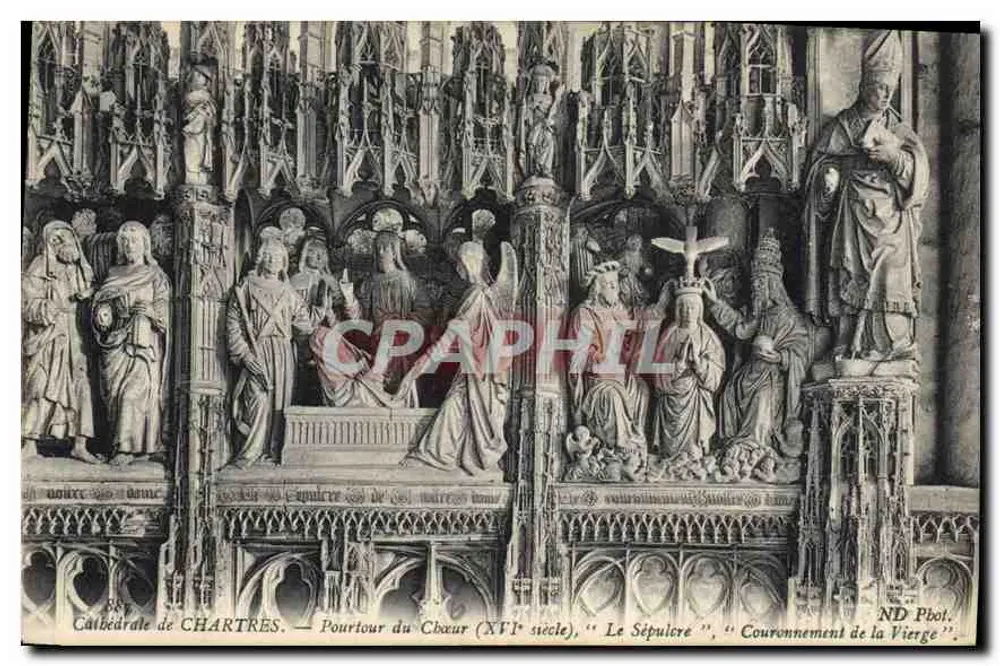 Kathedrale von Chartres — Umkreis des Chors (13. Jahrhundert), "Das Grab", "Krönung der Jungfrau" - Vorderseite