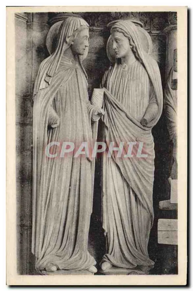 Zwei Statuen von Heiligen am nördlichen Portal der Kathedrale von Chartres — Verleger HOUVET, Nr. 1137 - Vorderseite
