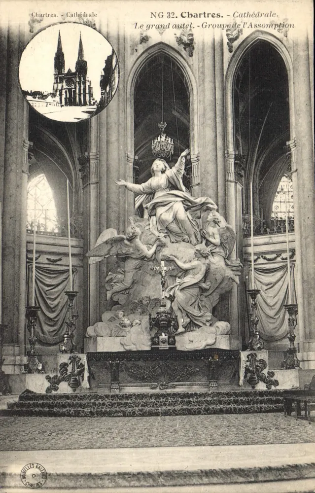 Chartres - Catedral — O grande altar. Grupo da Assunção — NG 32 — Editor: G. Chartres - Frente