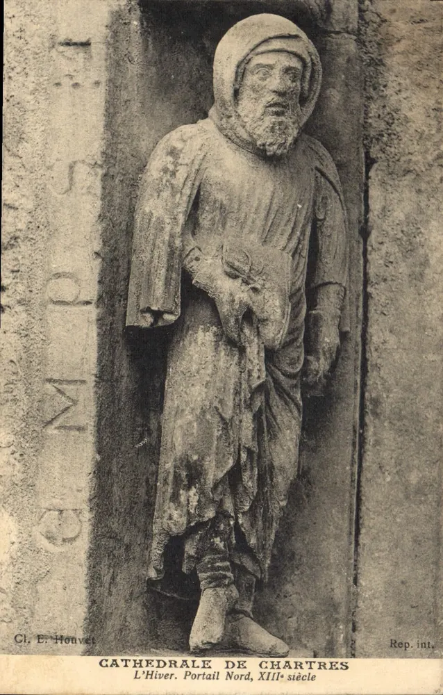 Statue des nördlichen Portals der Kathedrale von Chartres — 13. Jahrhundert — Cl. E. Houvet - Vorderseite