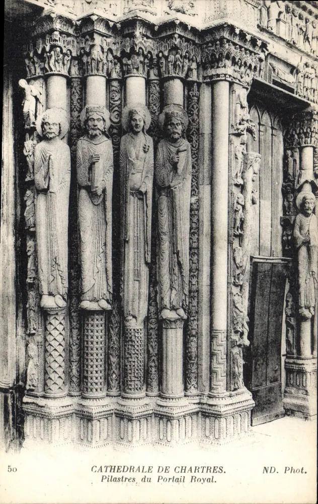 Kathedrale von Chartres — Pfeiler des Königstor — ND. Fot. - Vorderseite