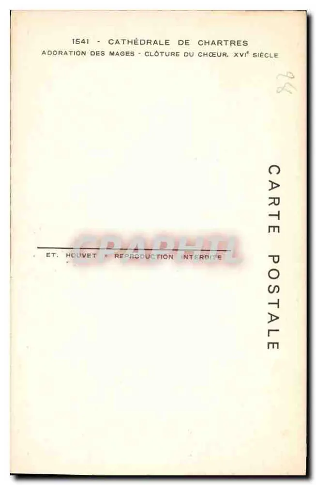 Adoración de los Reyes Magos — Catedral de Chartres — Editor ET. Houvet - Reverso