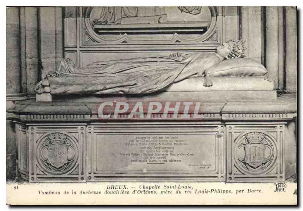 Dreux — Kapelle Saint-Louis, Grab der Herzogin von Orléans, Mutter des Königs Louis-Philippe, von Barre - Vorderseite