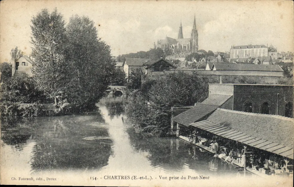 Chartres (E.-et-L.) — Ansicht vom Pont-Neuf — Ch. Foucault, Verlag, Dreux, n° 154 - Vorderseite