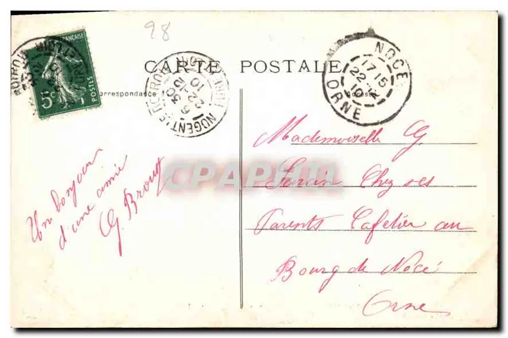 Nogent-le-Rotrou — Innenansicht der Kirche Saint-Hilaire — Edit. Jules Renoult n°372 - Rückseite