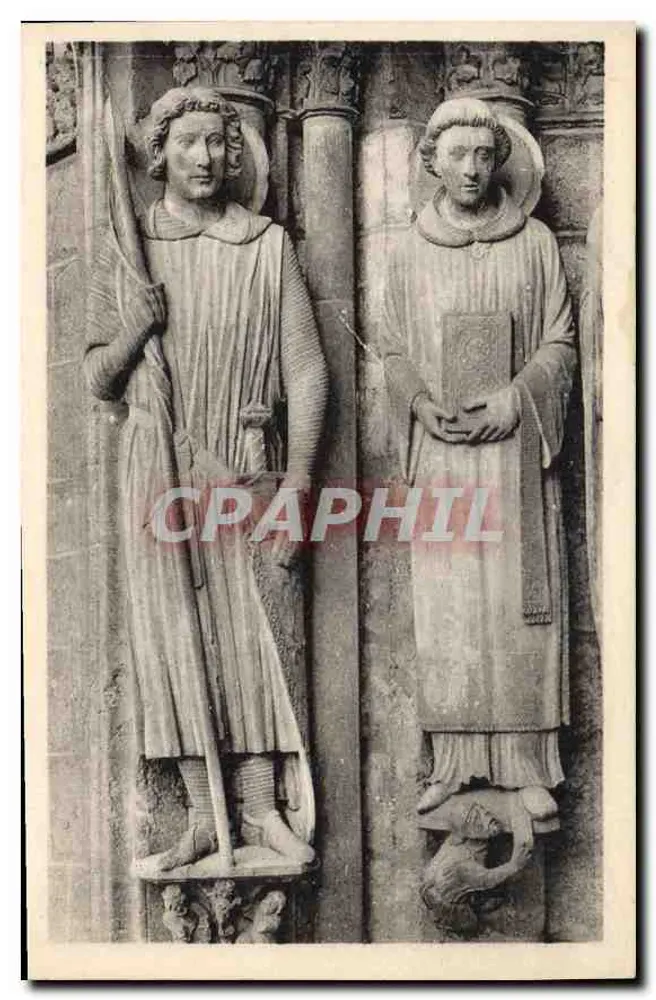 São Teodoro, São Etienne — Portal sul, catedral de Chartres — Editor HOUVET, n° 1314 - Frente