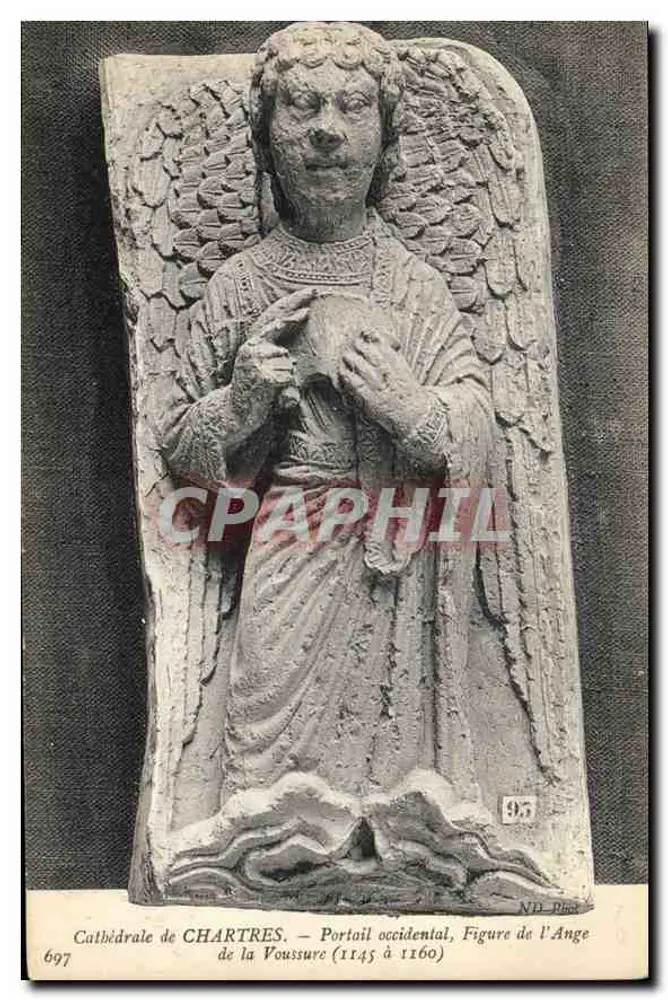 Kathedrale von CHARTRES — Westportal, Figur des Engels der Voussure (1145 bis 1160) — ND Phot - Vorderseite