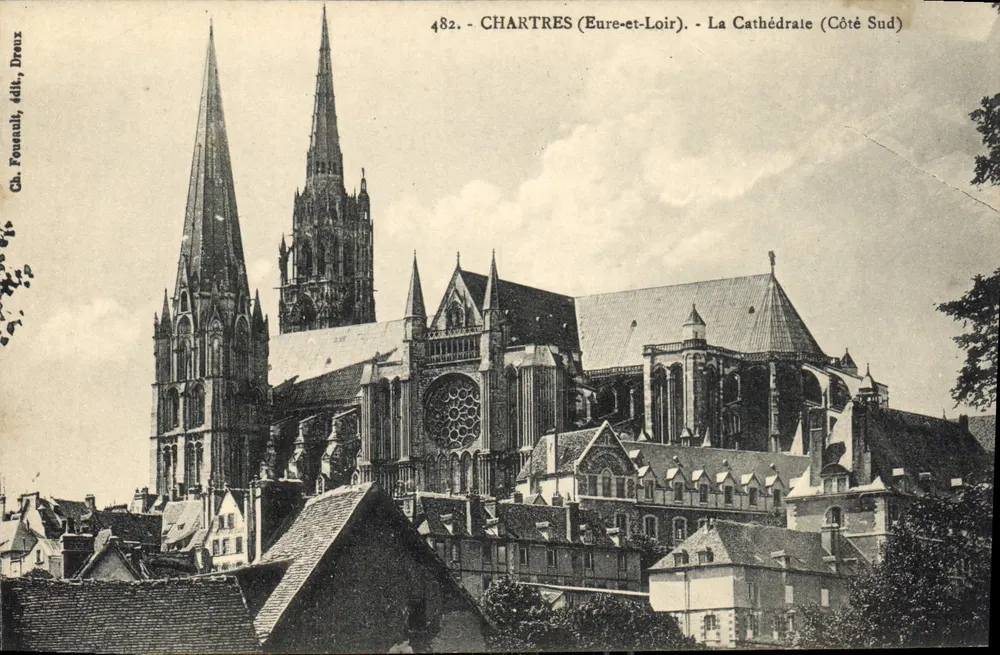 Chartres (Eure-et-Loir) — A Catedral (Lado Sul) — G. Fournall, editor, Dreux - Frente