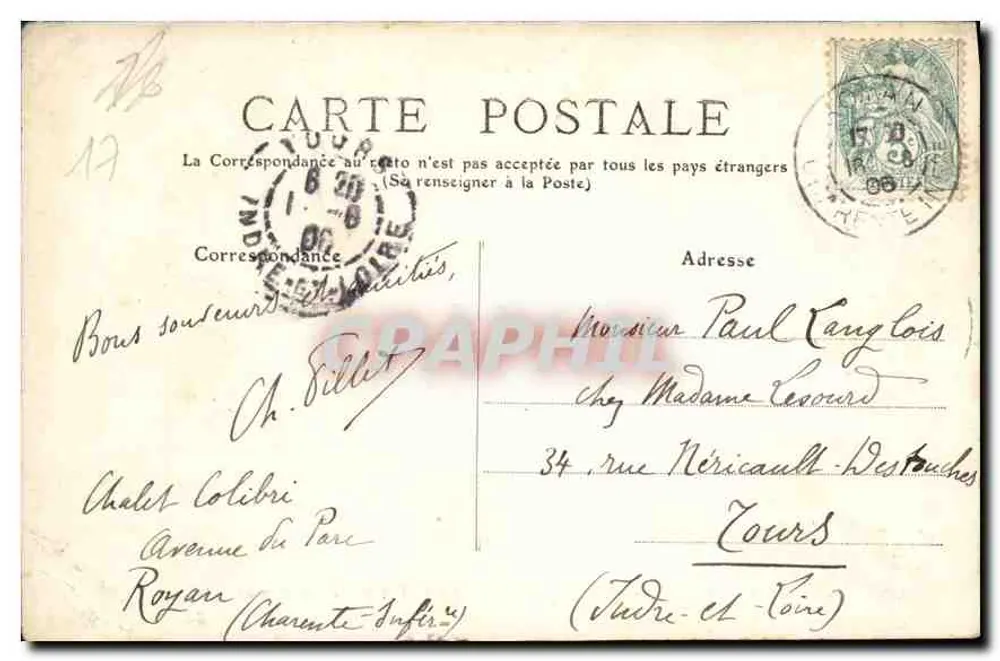 Environs de Royan - Pontaillac - Facha da Verthamon — Editor: Napoléon & Cie, n°67 - Verso