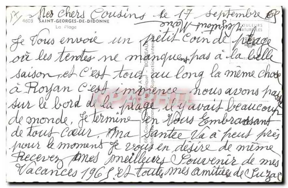 Royan — Praia animada — editor Saint-Georges-de-Didonne, n° 4603 - Verso