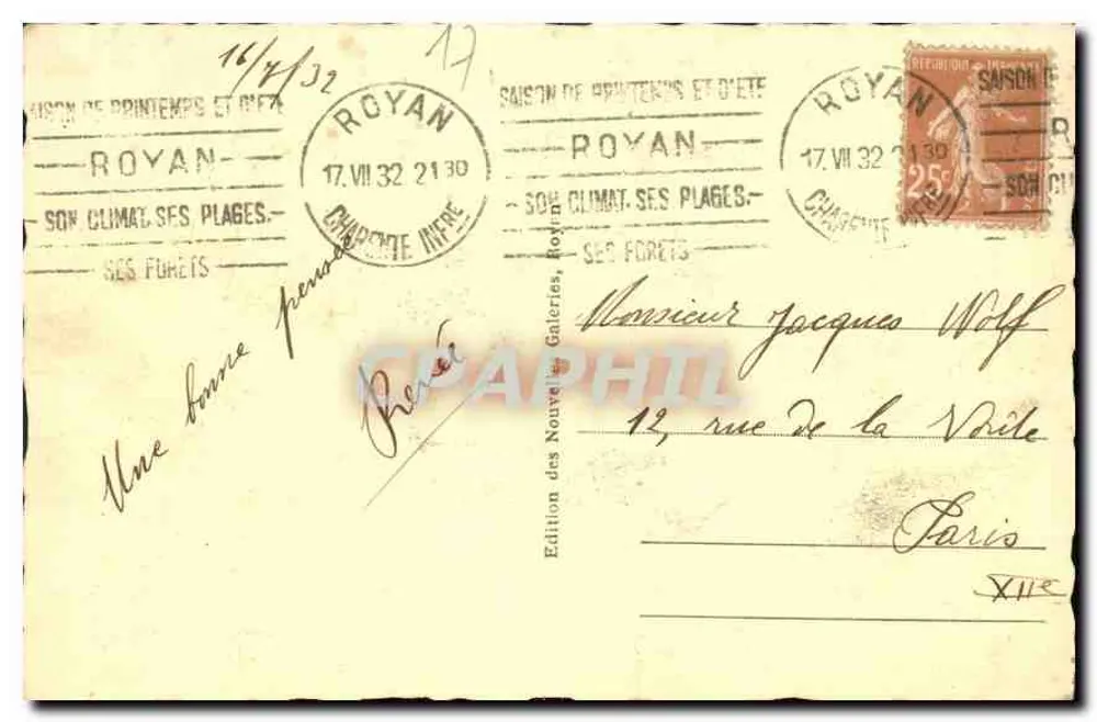 Royan - Foncillon visto da Ponte - Edição dos Novos Verões, n°35 - Verso