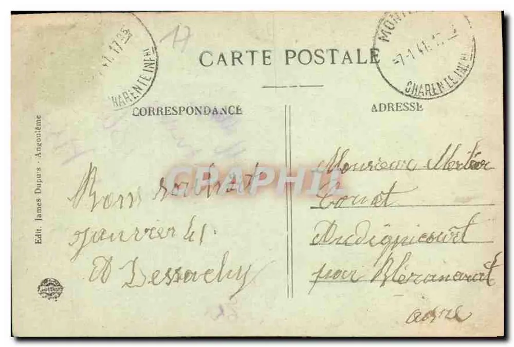 Montlieu (Charente-Inférieure) — Rathaus — J.S.D. — 2908 - Rückseite