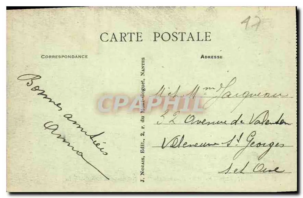LA ROCHELLE (Ch.-Inf.) — Facha da Cour Intérieure do Palácio dos Pólos — J. Nozaïs, Nantes - Verso
