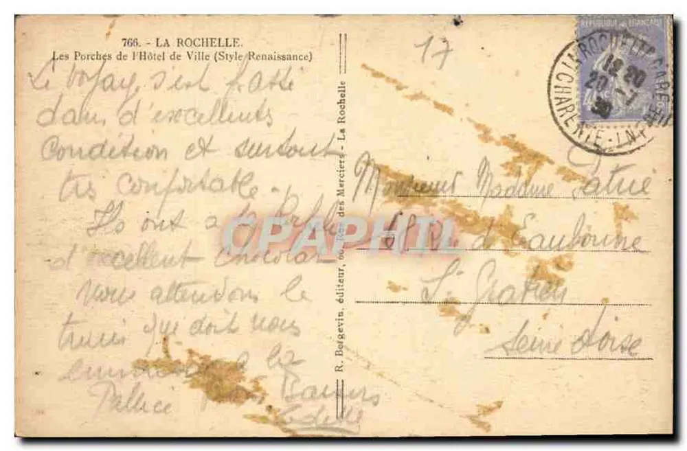 Die Portale des Rathauses — Renaissance-Stil — R. Bergevin, Verlag - Rückseite