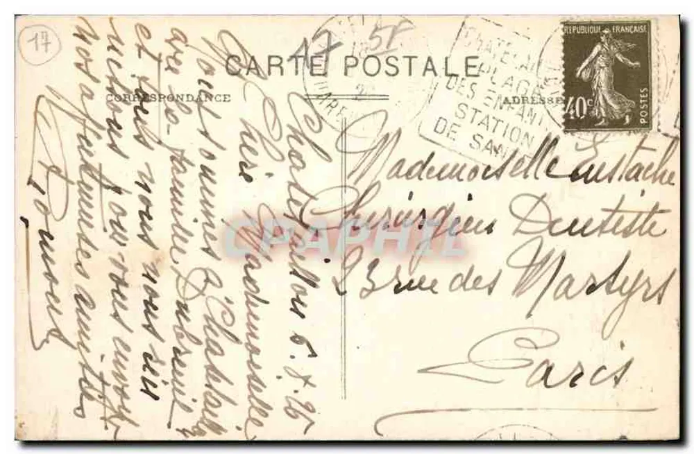 Châtelaillyon - A Falésia — vista das falésias e das ondas — L.C. n°214 - Verso