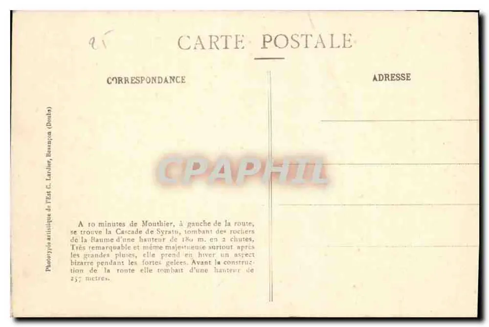 Syratu-Wasserfall — Tal der Loue — Franche-Comté — C. L. B 602 - Rückseite