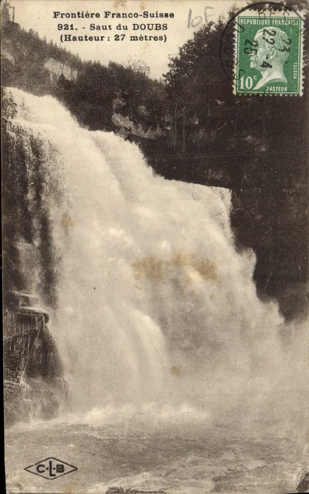 Frontera franco-suiza — Salto del Doubs (Altura: 27 metros) — C-L-B - Anverso