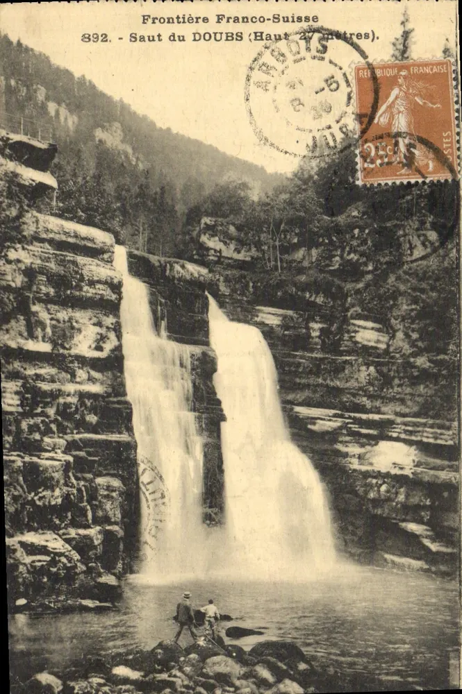 Saut du Doubs — Fronteira Franco-Suíça — Altura 27 metros — editor Ch. Girardot & Cie, Brangéon - Frente