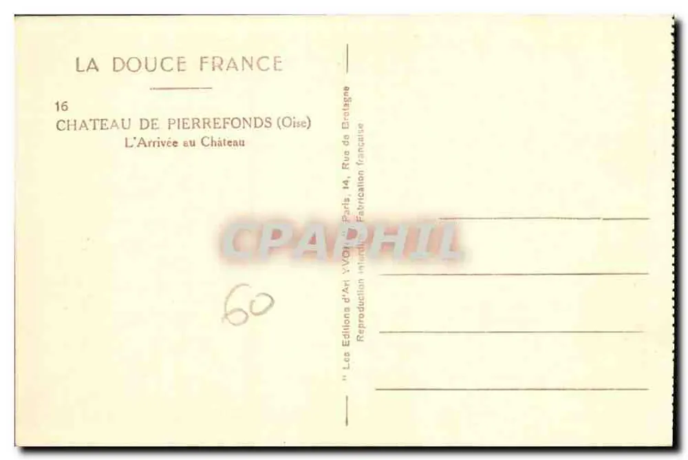 Castelo de Pierrefonds — Chegada ao Castelo — Les Éditions d'Art VVDH, Paris - Verso