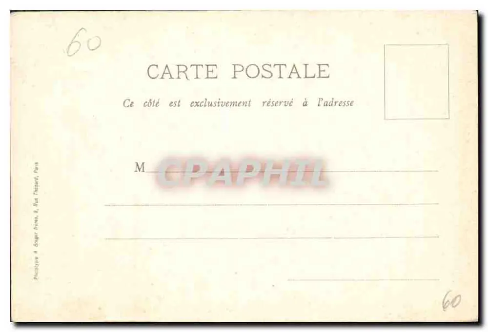 Chantilly — Ansicht des Saals der Hirsche (Esszimmer) — Verlag: Berger frères & fils, Paris - Rückseite