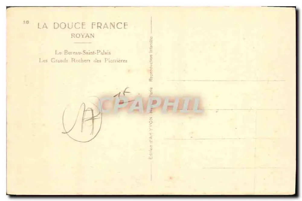Die großen Felsen der Piarrières — Royan — Édition d'Art YVON - Rückseite