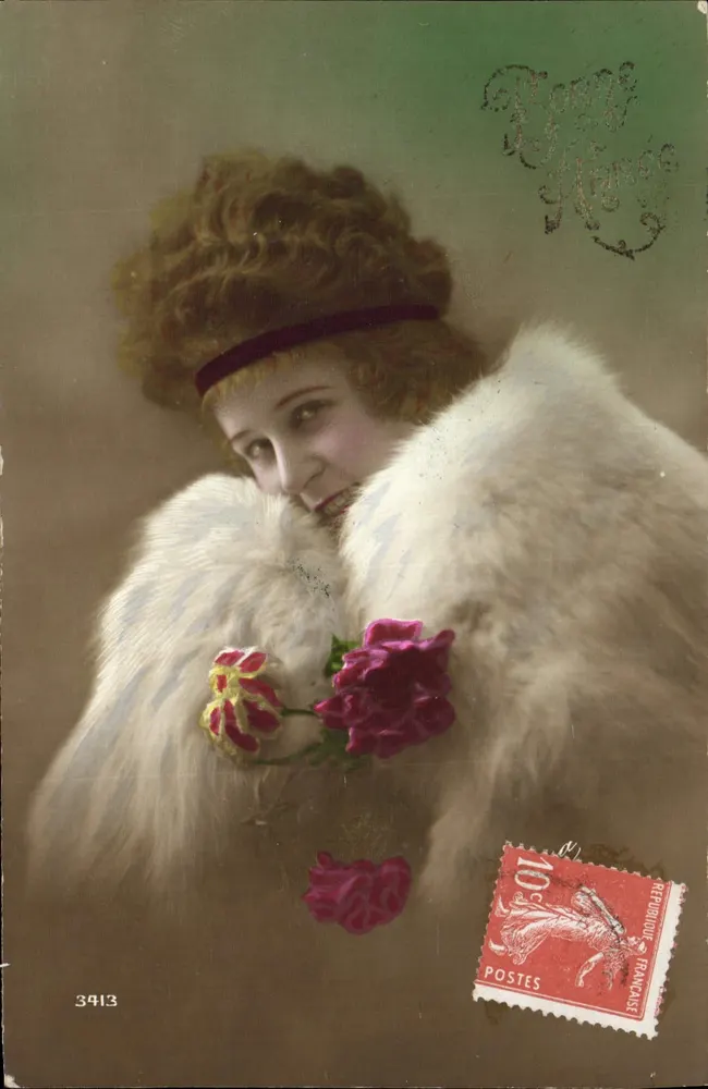 Jovem mulher em pele — rosas — editor 'Fronde' n°3413 - Frente