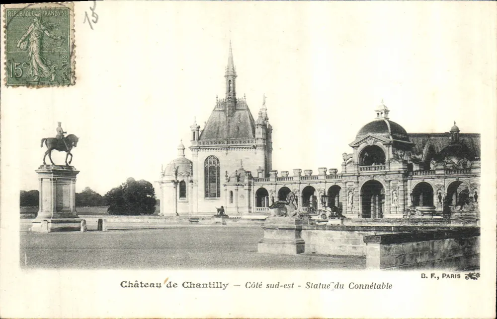 Zamek w Chantilly — Strona południowo-wschodnia — Statua Konnetabla — D. F., PARIS - Awers