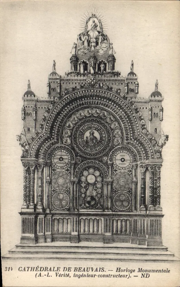 Kathedrale von Beauvais — Monumentale Uhr — A.-L. Vérité, Ingenieur-Bauer - Vorderseite