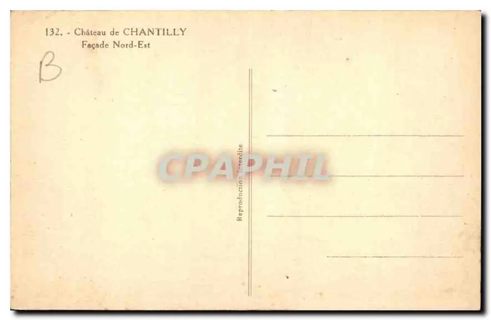 Castelo de Chantilly — Fachada Nordeste — Reprodução - Verso