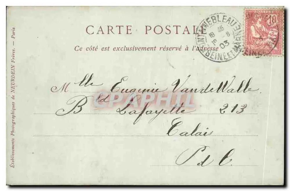 Palast von Fontainebleau — Ansicht vom Erdgeschoss — Collections ND Phot - Rückseite