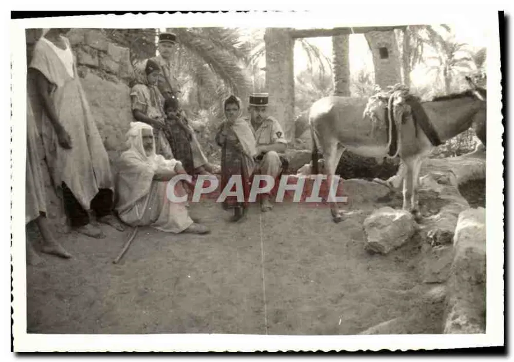 Gruppe von Personen mit einem Esel — Ägypten, um 1930 — kein Verlag oder Seriennummer sichtbar - Vorderseite