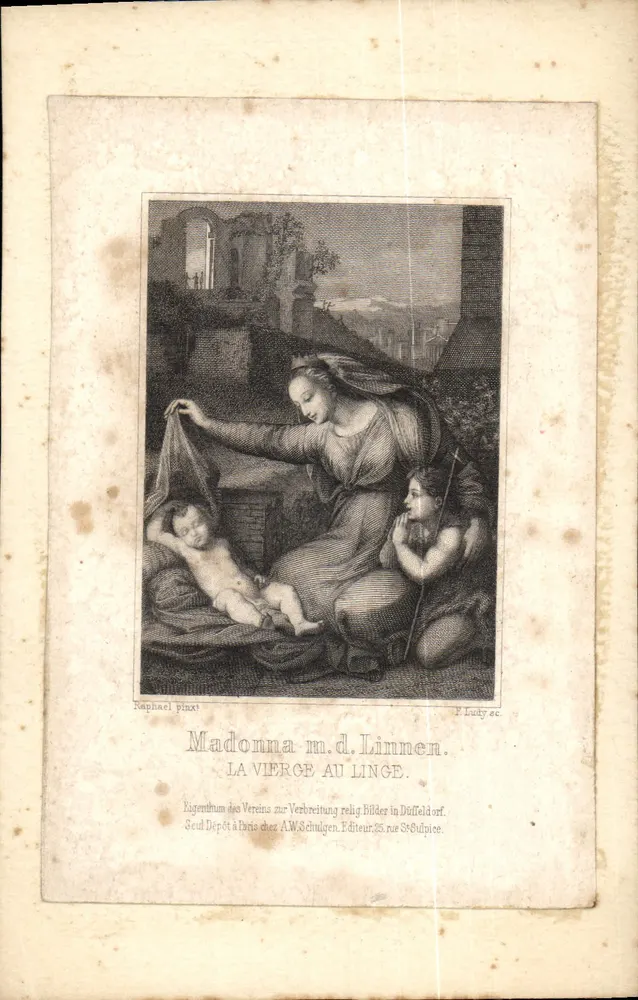 Madonna com roupa — gravura de Raphaël — editor A.W. Schindgen, Paris - Frente