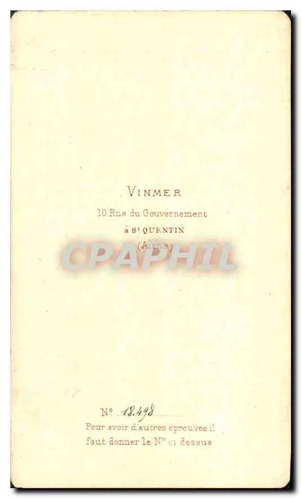 Porträt einer jungen Frau — Studio Vinmer — Serie Nr. 18.498 - Rückseite