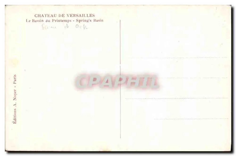 Schloss Versailles — Ansicht des Bassins du Printemps — Éditions A. Noyer, Paris - Rückseite