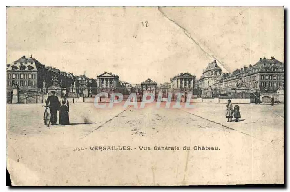 Versailles — Vista Geral do Castelo — Bilhete postal antigo n°5151, editor anônimo - Frente