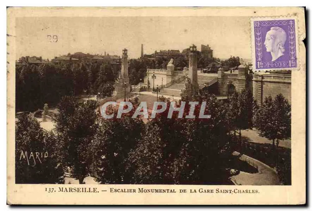 Marseille — Monumentale Treppe der Saint-Charles-Bahnhof — Edition d'Amansaldi, Digne - Vorderseite