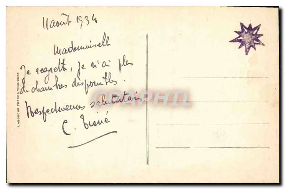 Lourdes - A Bênção dos Doentes — O Padre Labeuche, editor O Padre Labeuche, Toulouse, n° 888 - Verso
